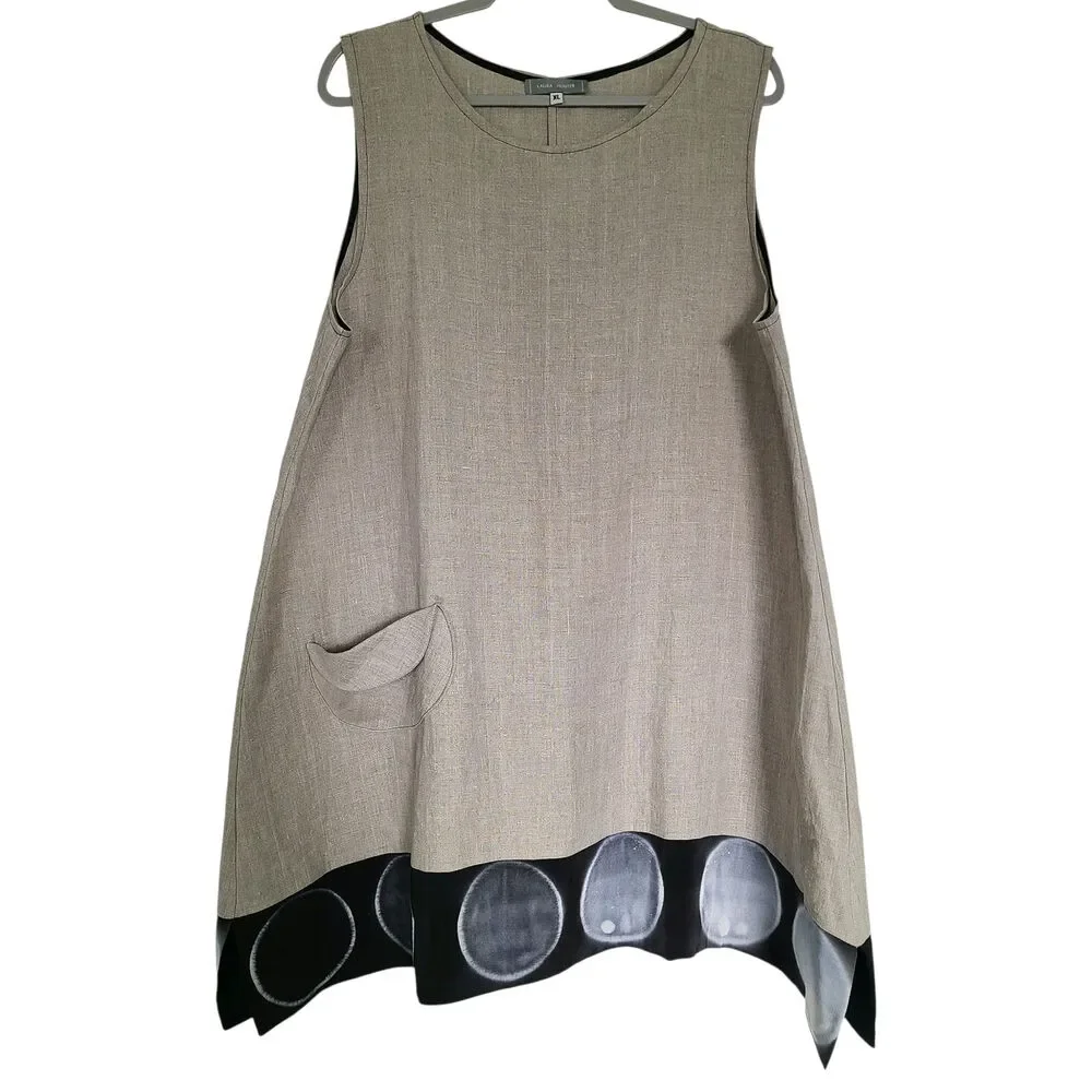 Laura Hunter Ellipse Linen Dress in Oatmeal Size XL - Picture 3 of 7
